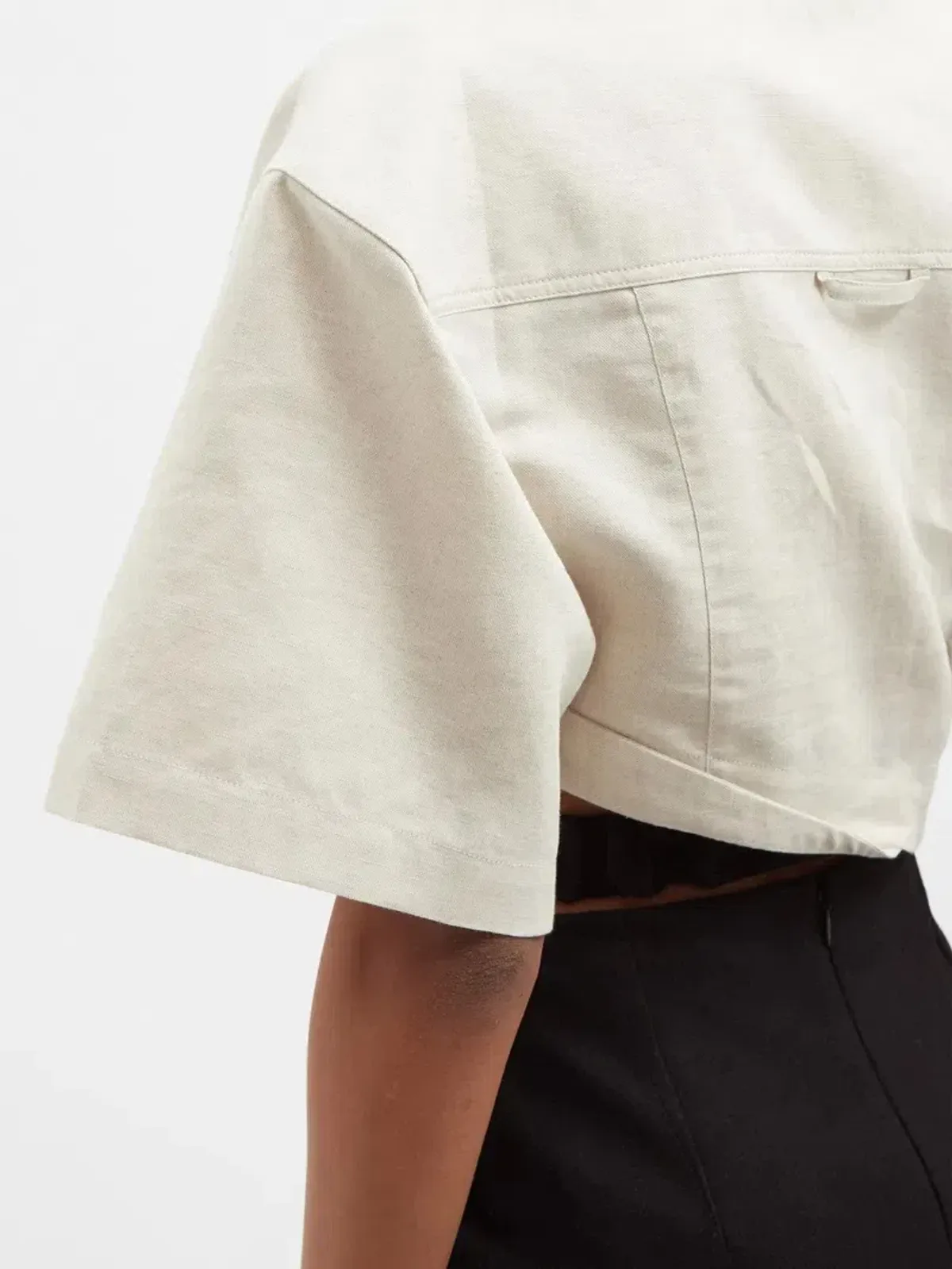 Jacquemus Capri Cotton And Linen-Blend Cropped Beige Shirt Size 38 / AU 10 - Image 2