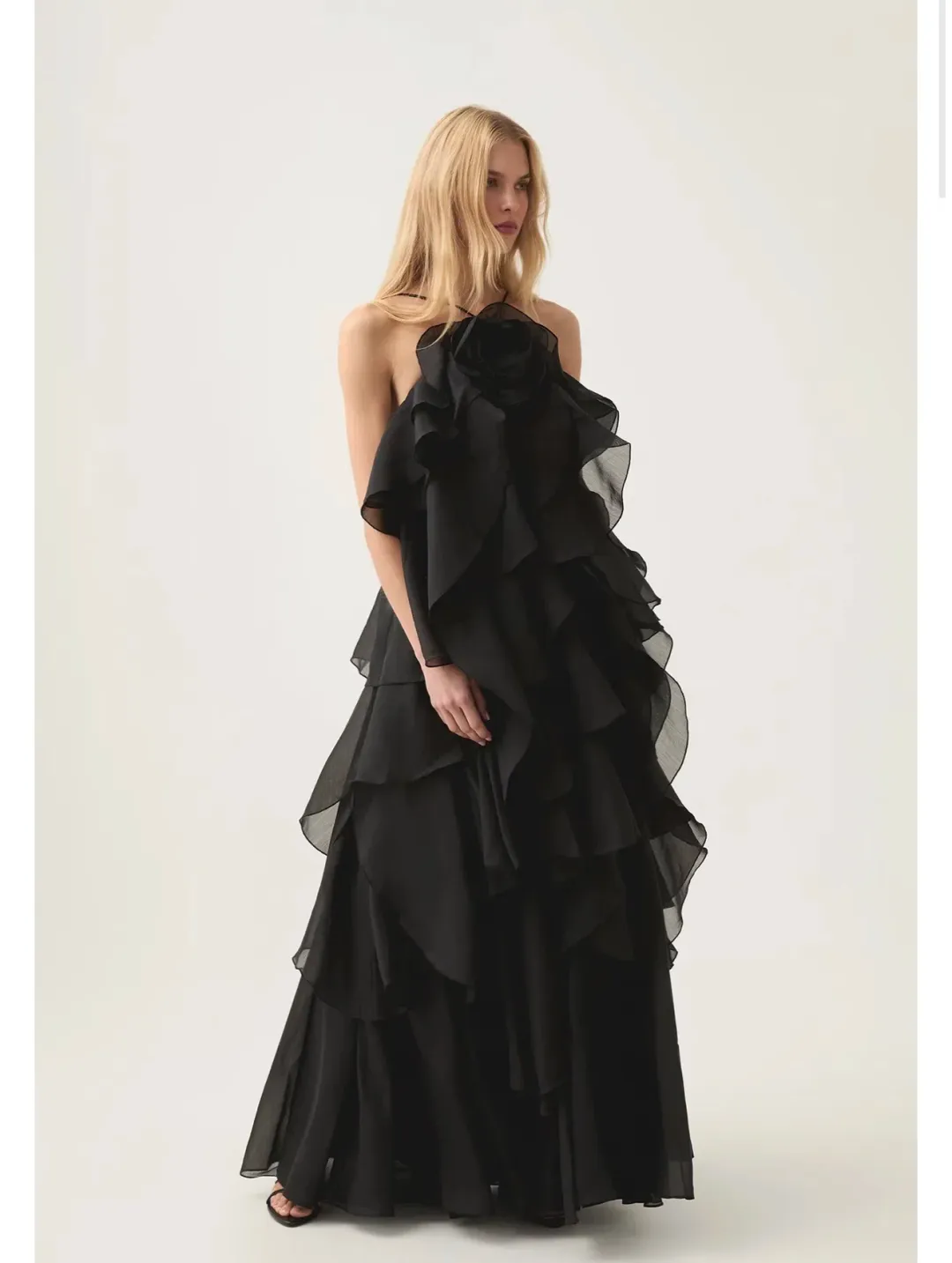 AJE PANDOREA LAYERED MAXI DRESS BLACK 16 for rent on The Volte - main image