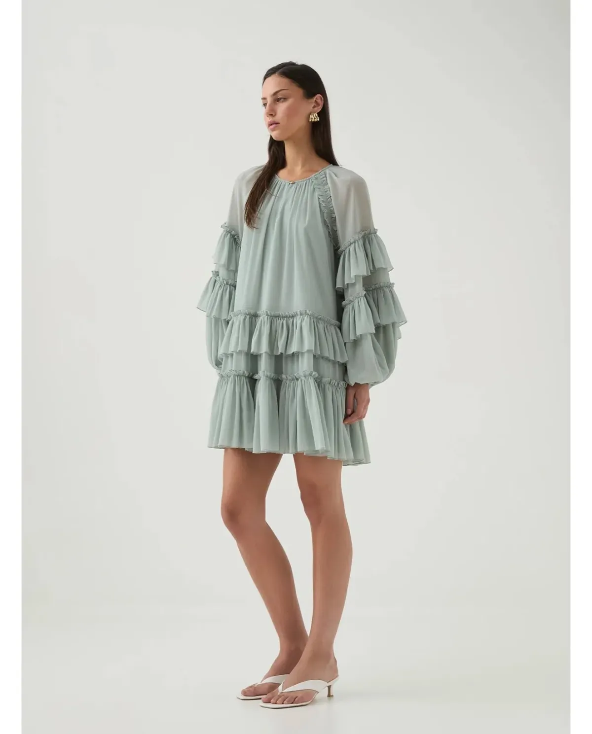 AJE MINA MINI DRESS GREEN 16 for rent on The Volte - main image