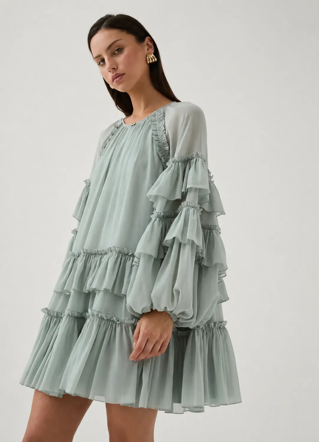 AJE MINA MINI DRESS GREEN 16 for rent on The Volte - main image