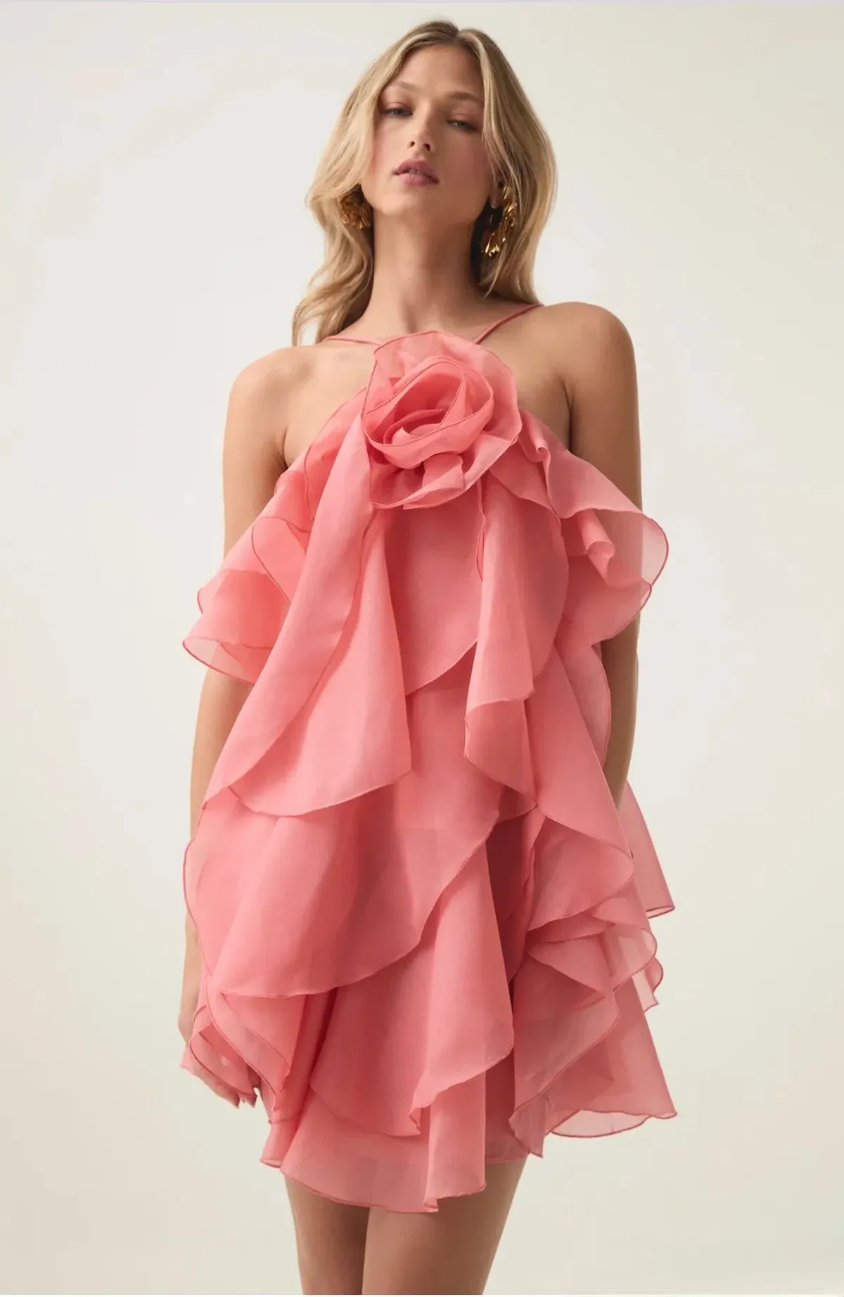 Aje Pandorea Layered Mini Dress - Coral Size 16 - Image 3
