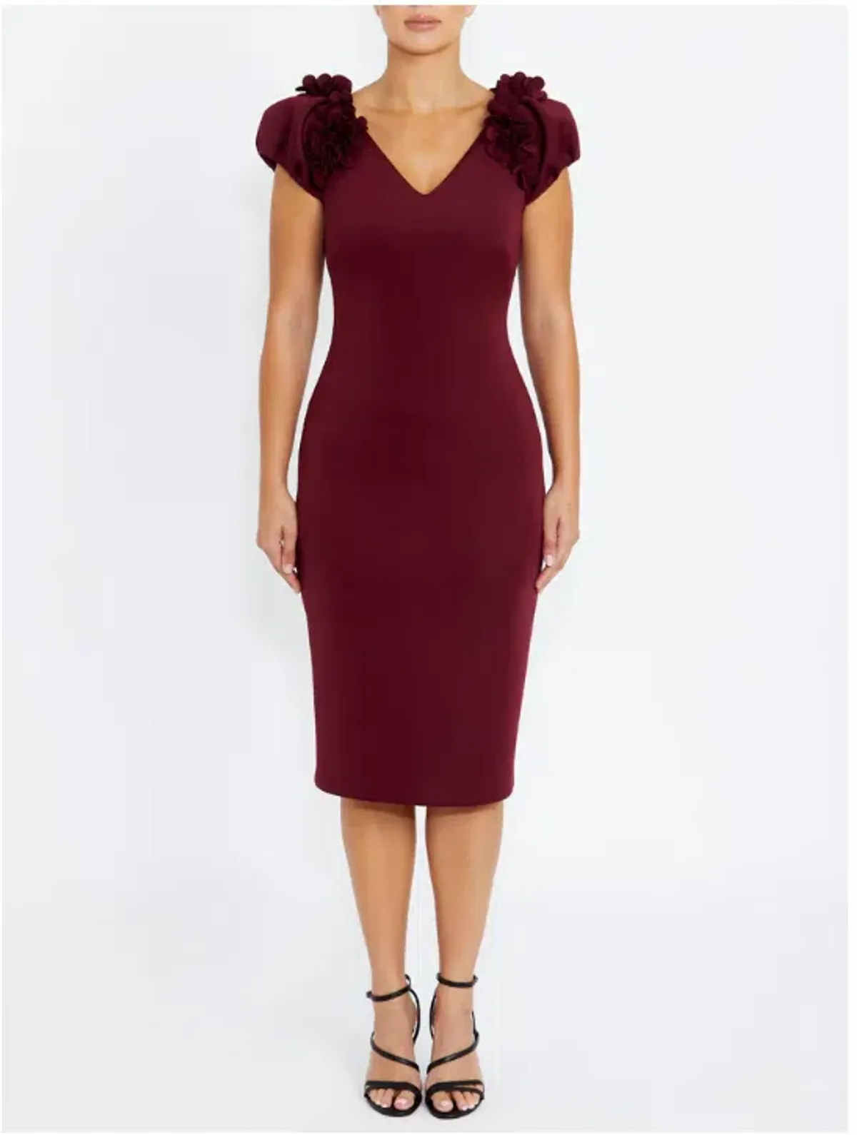 Anthea Crawford Petal Burgundy Dress Midi Size 10 - Image 1