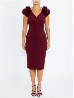 Anthea Crawford Petal Burgundy Dress Midi Size 10 for rent on The Volte - image 1