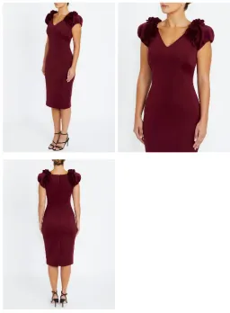 Anthea Crawford Petal Burgundy Dress Midi Size 10 for rent on The Volte - image 2