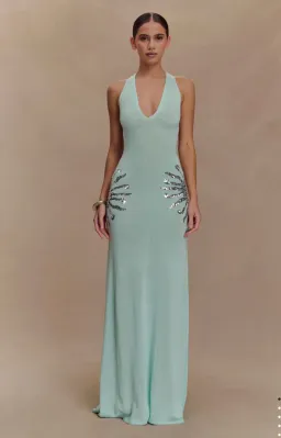 Meshki Ellington Knit Maxi Dress With Sequin - Lagoon, Alexandra Saint Mleux Collection size XS for rent on The Volte - image 1