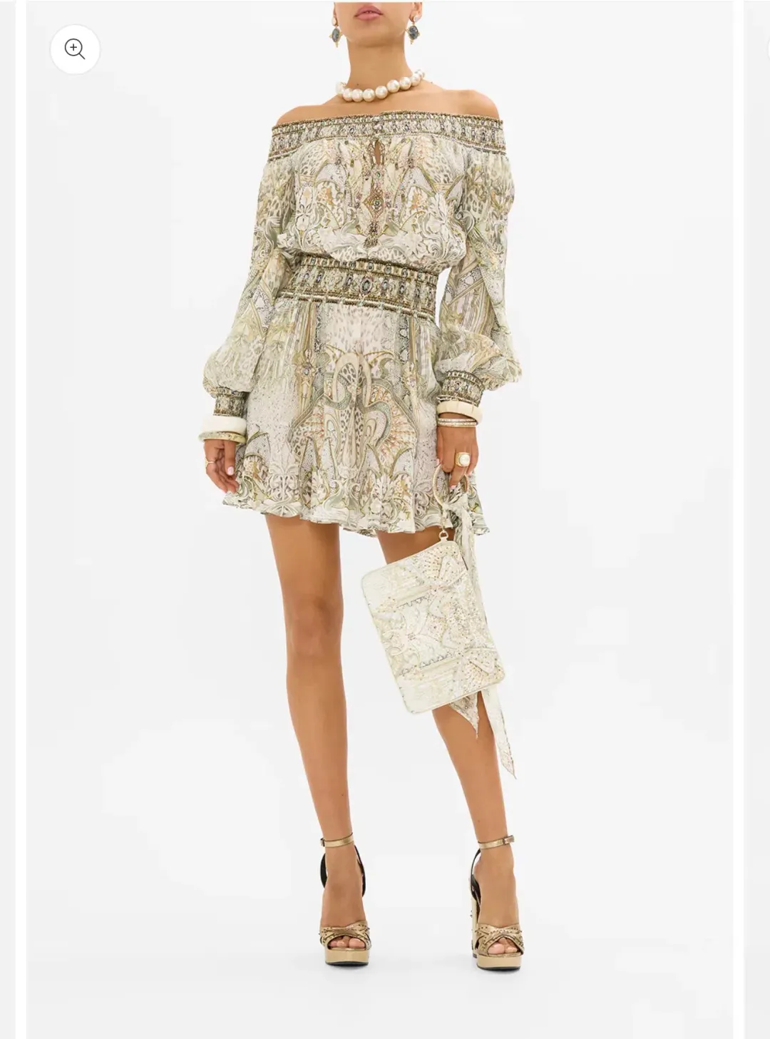 CAMILLA Off Shoulder Short Dress Ivory Tower Tales for rent on The Volte - main image
