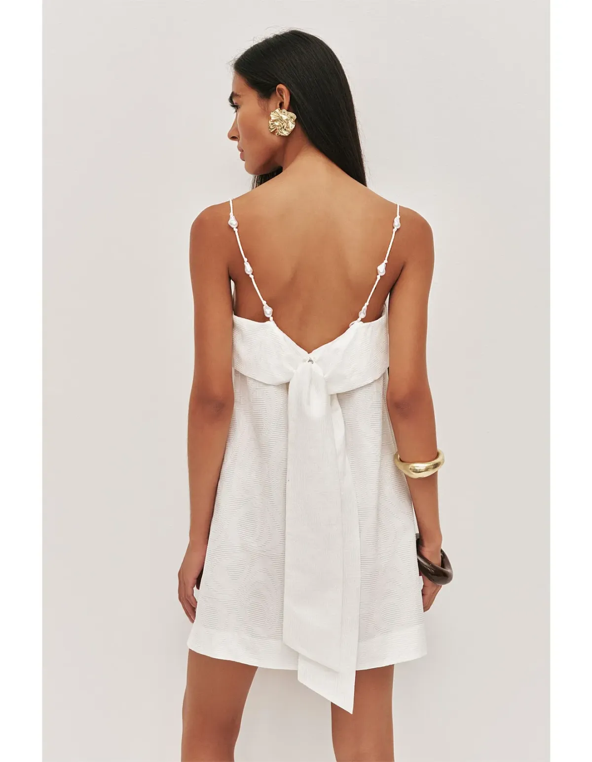 Aje Studio Zaire Tie Back Mini Dress Size 10 White - Image 5