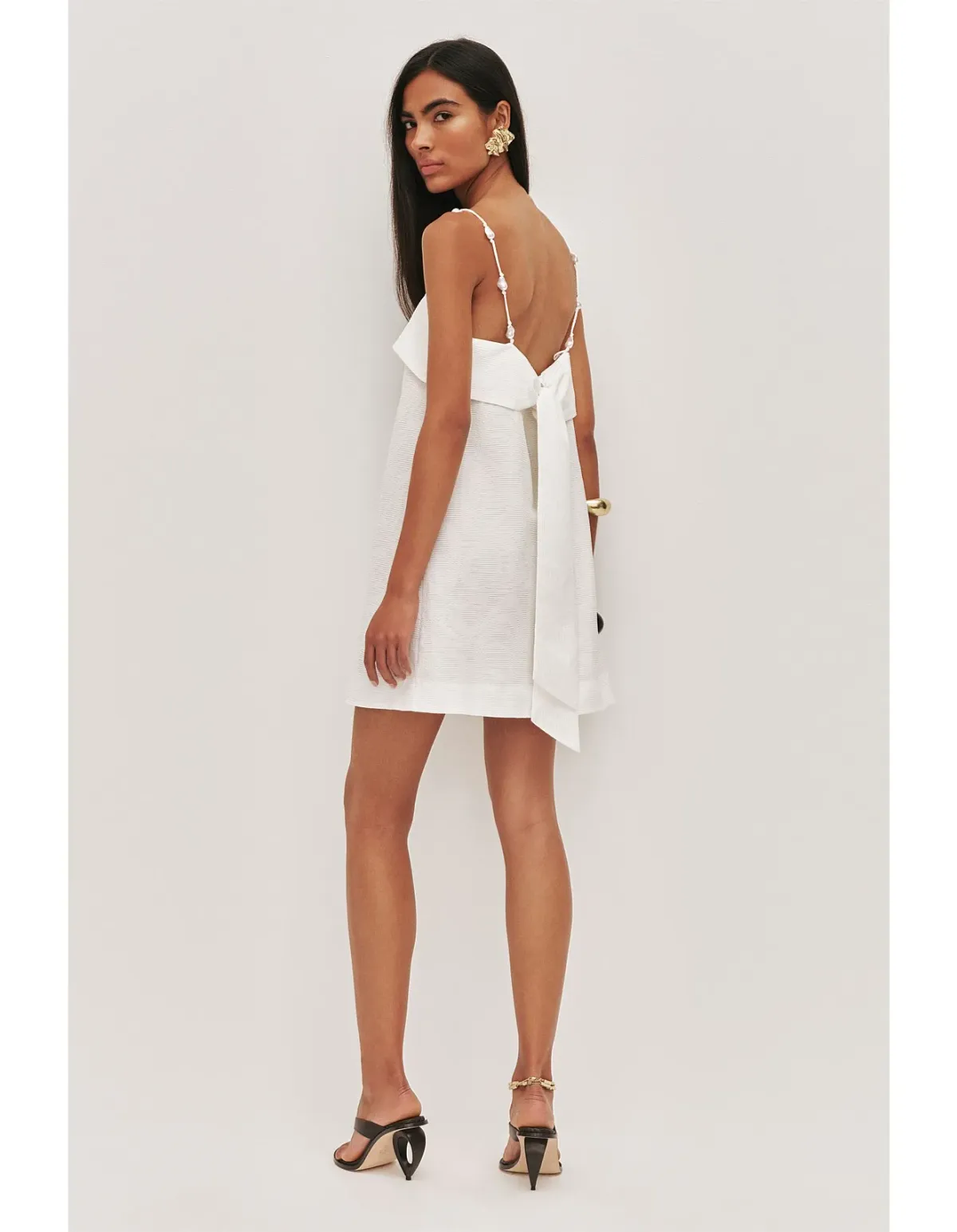 Aje Studio Zaire Tie Back Mini Dress Size 10 White - Image 3