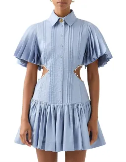 AJE MYTHOS PEARL WAIST MINI DRESS STEEL BLUE SIZE 6 for rent on The Volte - image 1