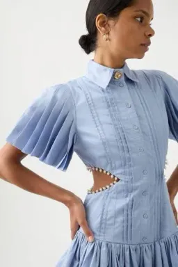 AJE MYTHOS PEARL WAIST MINI DRESS STEEL BLUE SIZE 6 for rent on The Volte - image 3