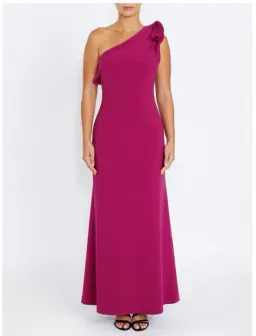 Anthea Crawford Tarquin Sangria Pink Maxi Gown One shoulder Size 10 for rent on The Volte - image 1