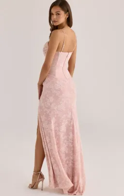 House of CB Sabrine blush floral crystal-embellished lace trim maxi dress Size XS for rent on The Volte - image 2