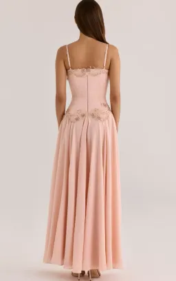 House of CB Saloma blush satin custom hand beaded embellished maxi dress - limited edition Regular Cup Size S for rent on The Volte - image 2