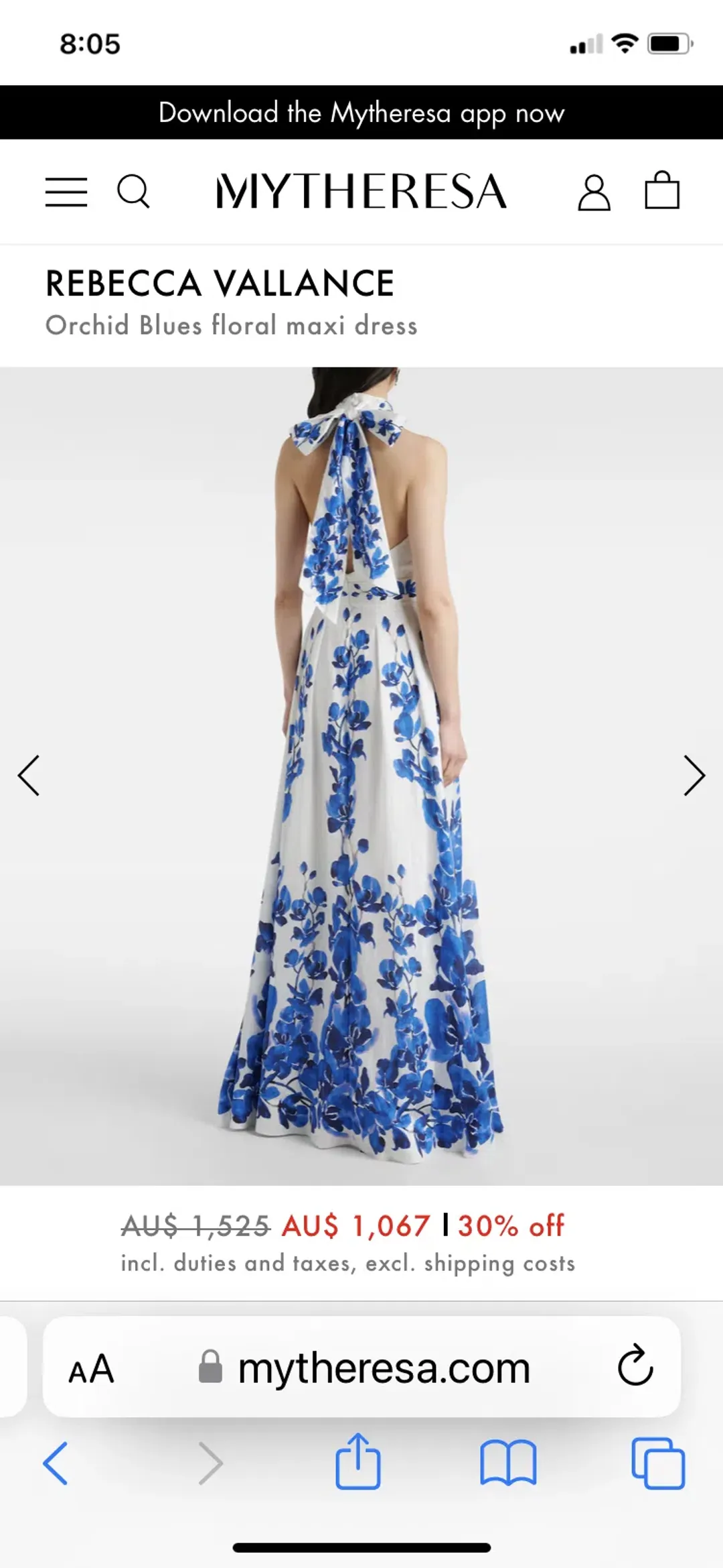 Rebecca Vallance Orchid Blues Floral Maxi for rent on The Volte - main image