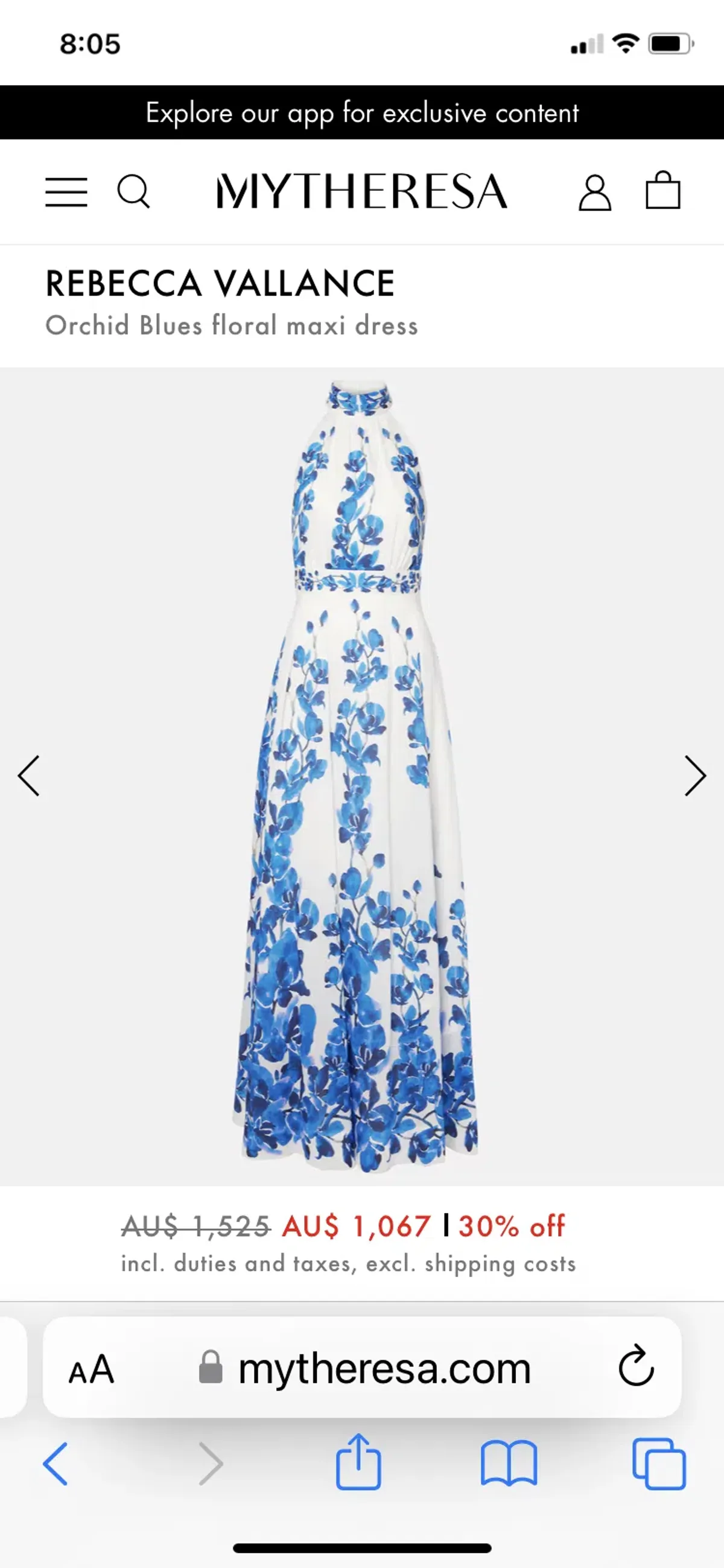 Rebecca Vallance Orchid Blues Floral Maxi - Image 1