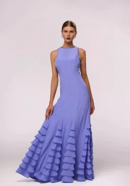 Same - Tired Chiffon Gown size 6 for rent on The Volte - image 1