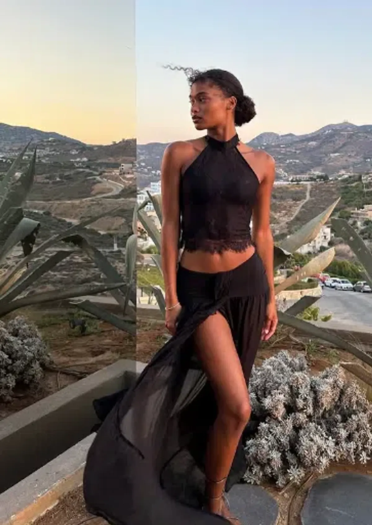 OOH THE LABEL POPPY TOP WILHELMINA SKIRT SET BLACK 6 for rent on The Volte - main image
