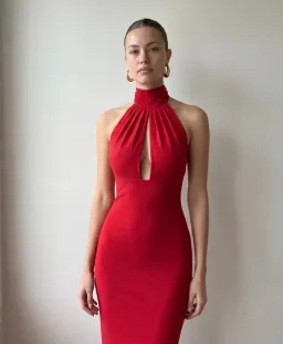 Nookie Martini Halter Gown in Red Size S/AU8 for rent on The Volte - image 2