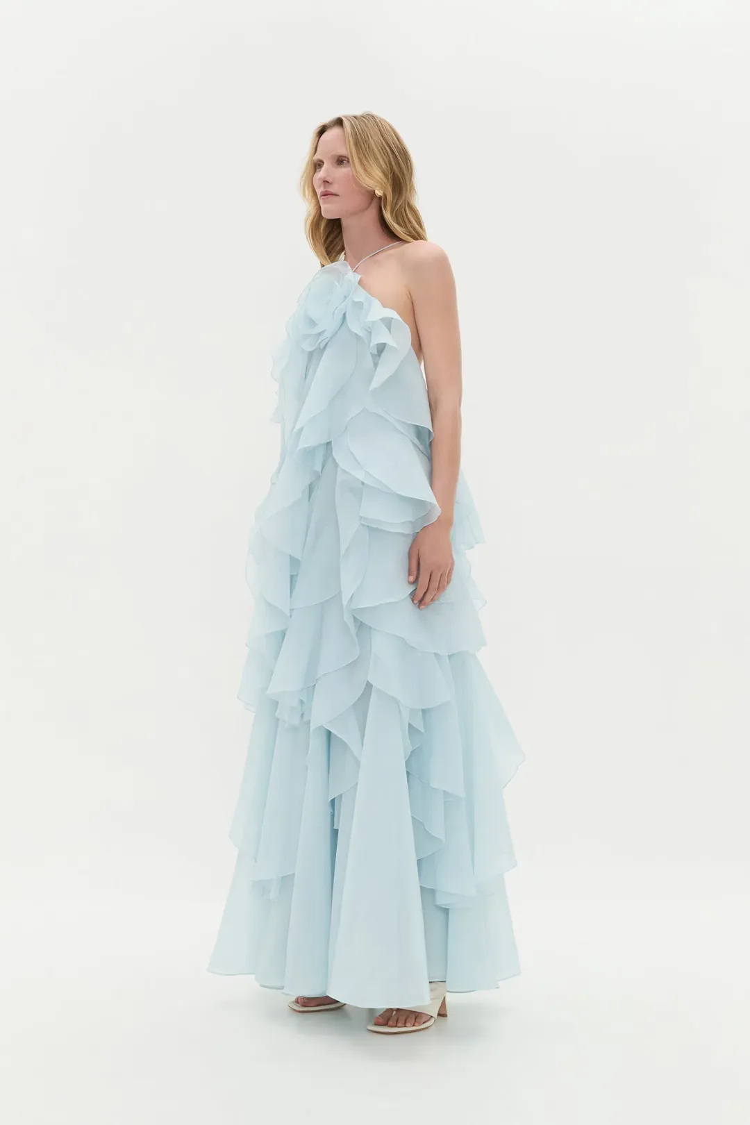Aje Pandorea Layered Maxi Dress Silver Blue Size 10 for rent on The Volte - main image
