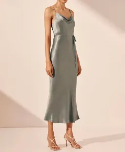 Shona Joy La Lune Bias Cowl Midi Dress - Olive - Size 10 for rent on The Volte - image 4