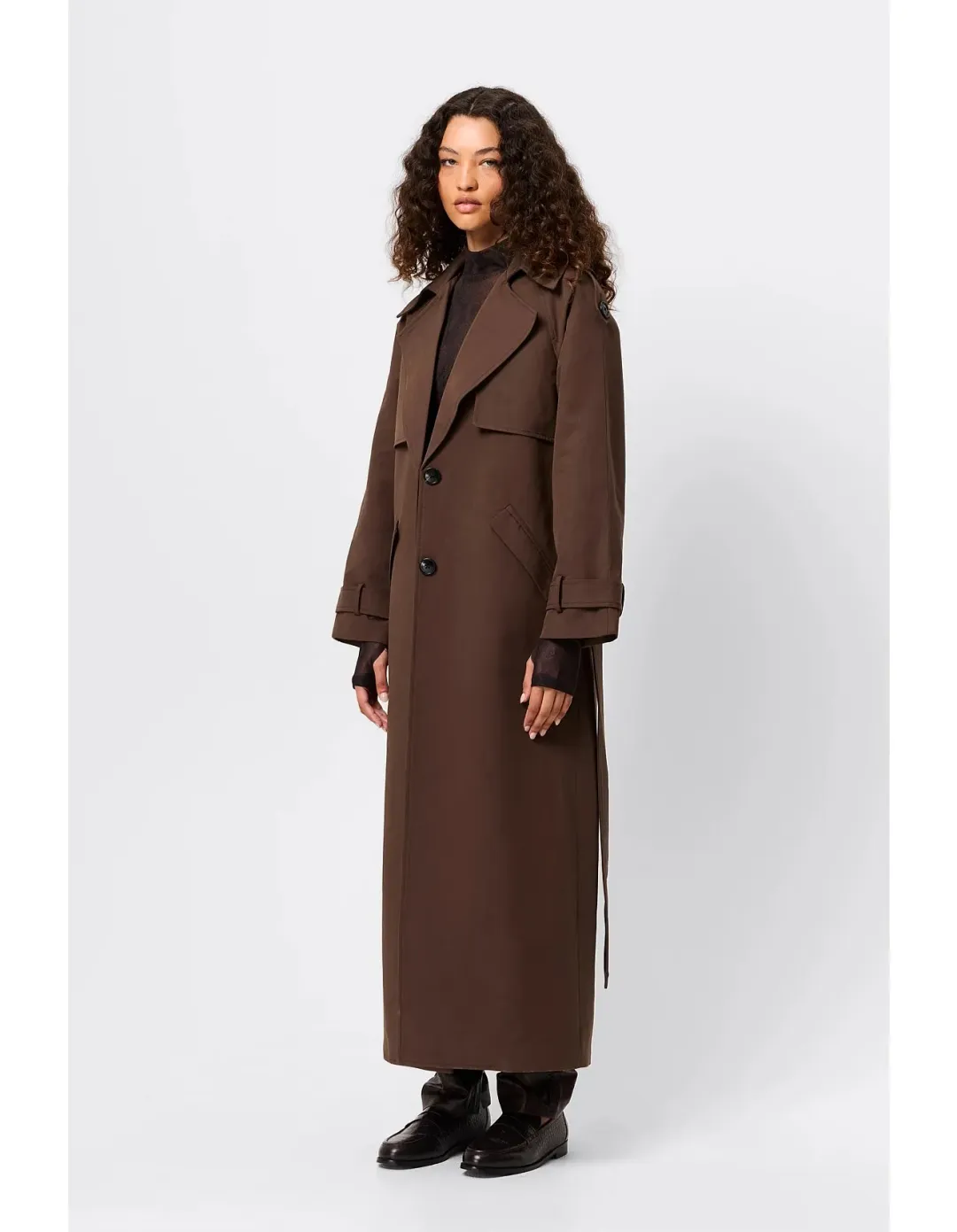 MOSSMAN Franklin Trench Coat Size 8 Chocolate for rent on The Volte - main image