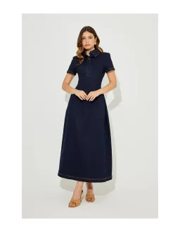 Odd Muse Ultimate Muse Denim Collared Midi Dress Size S Blue for rent on The Volte - image 1
