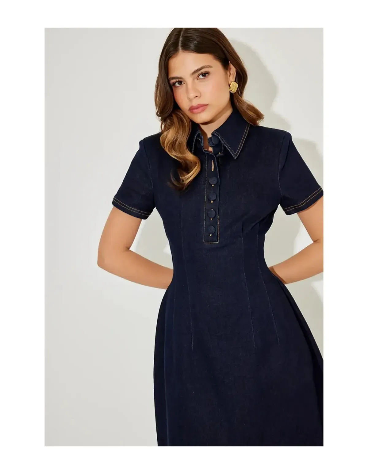 Odd Muse Ultimate Muse Denim Collared Midi Dress Size S Blue - Image 3