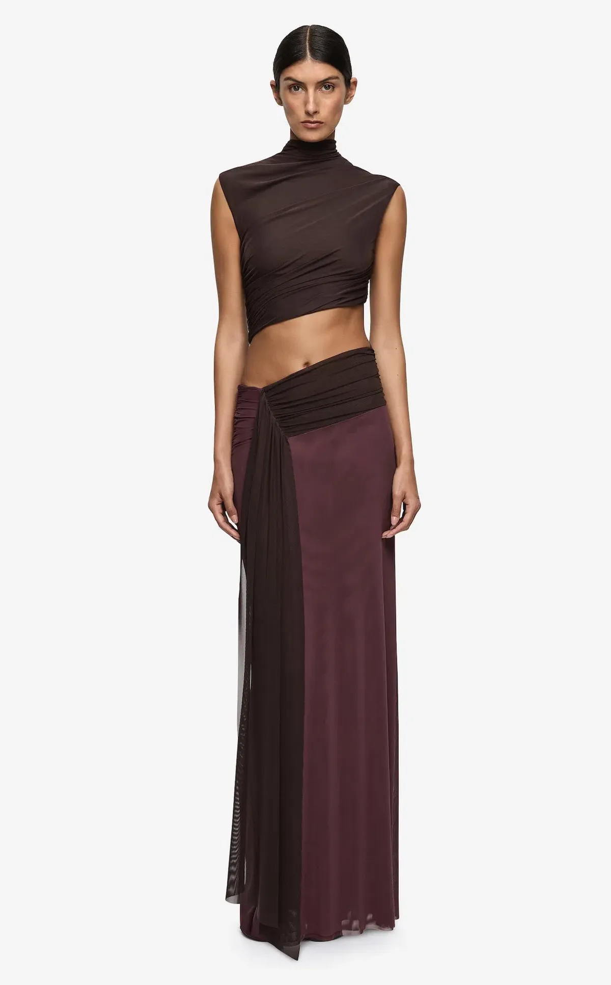 Bec & Bridge Conni Maxi Dress in Dark Chocolate/Aubergine Size AU 10 - Image 1