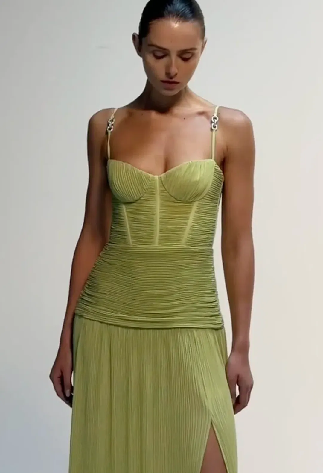 MANNING CARTELL DOUBLE TIME PLEAT DRESS in Pistachio AU 12 for rent on The Volte - main image