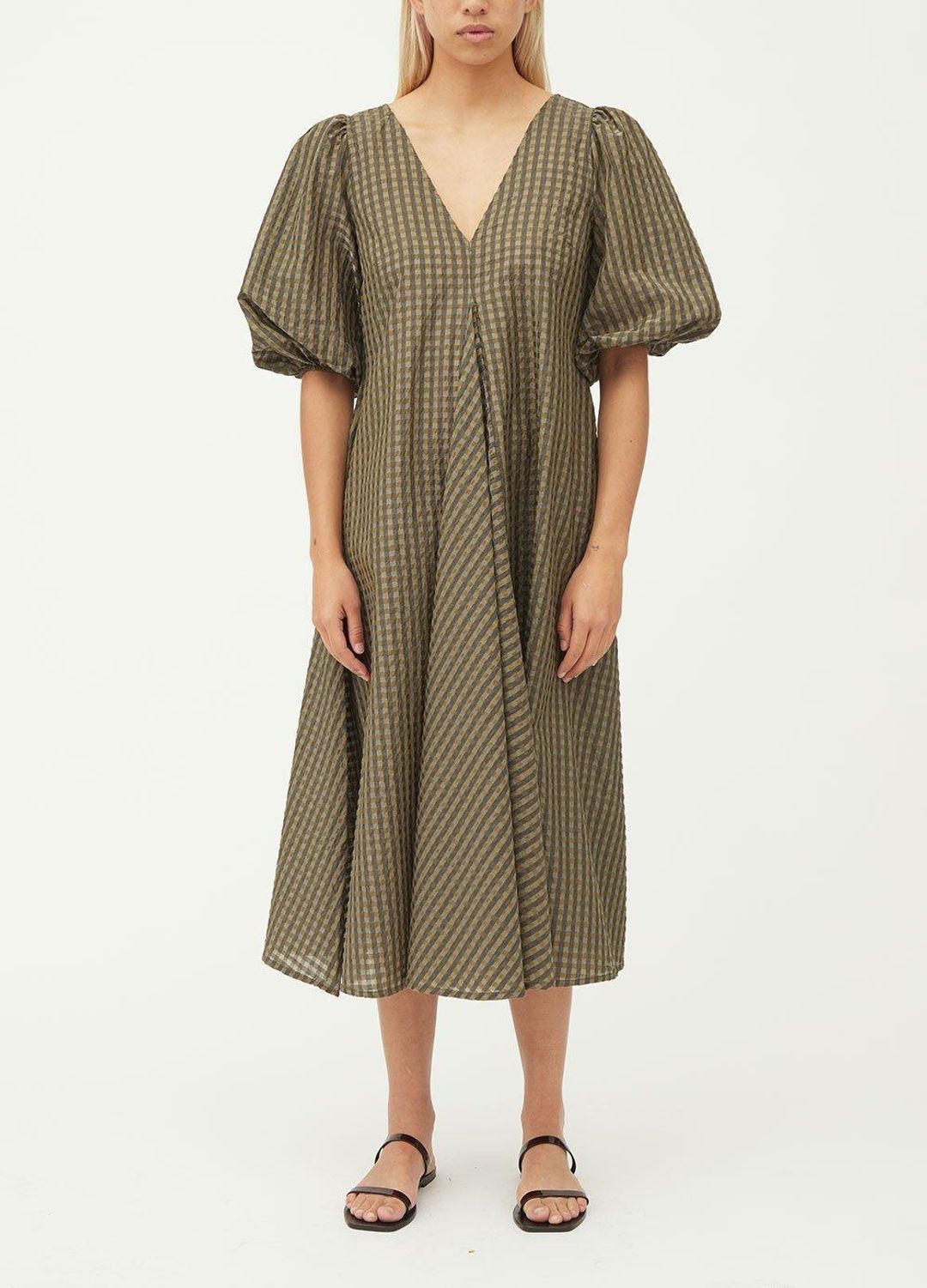 Ganni Seersucker Check Dress size 40 for rent on The Volte - main image