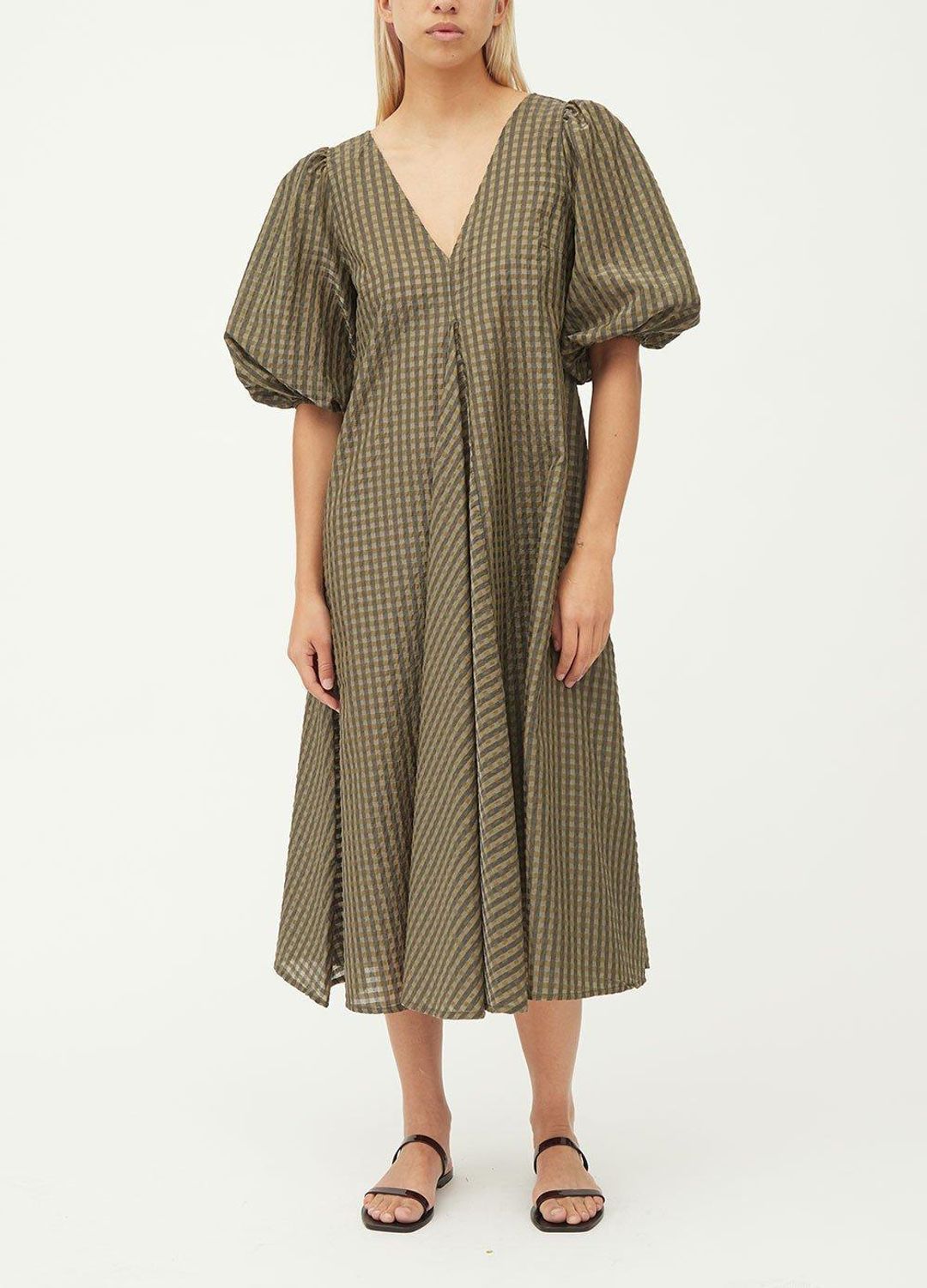 Ganni Seersucker Check Dress size 40 for rent on The Volte - main image