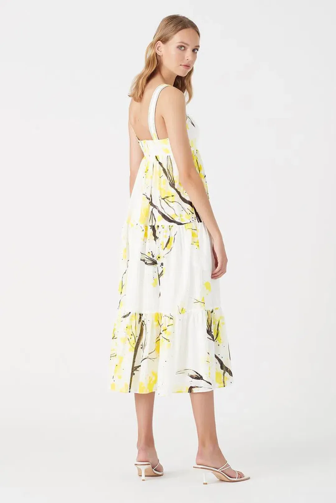 Aje Mimosa Bandeau Midi Dress Wattle Print Size 4 for rent on The Volte - main image
