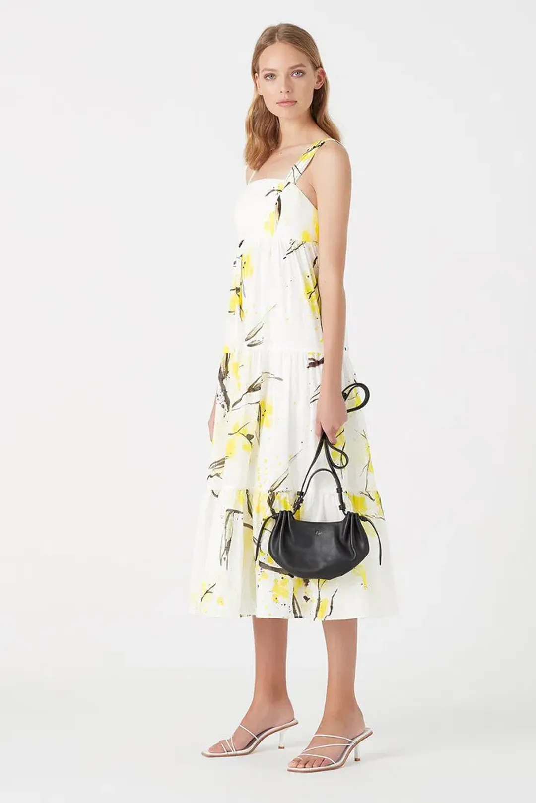 Aje Mimosa Bandeau Midi Dress Wattle Print Size 4 for rent on The Volte - main image