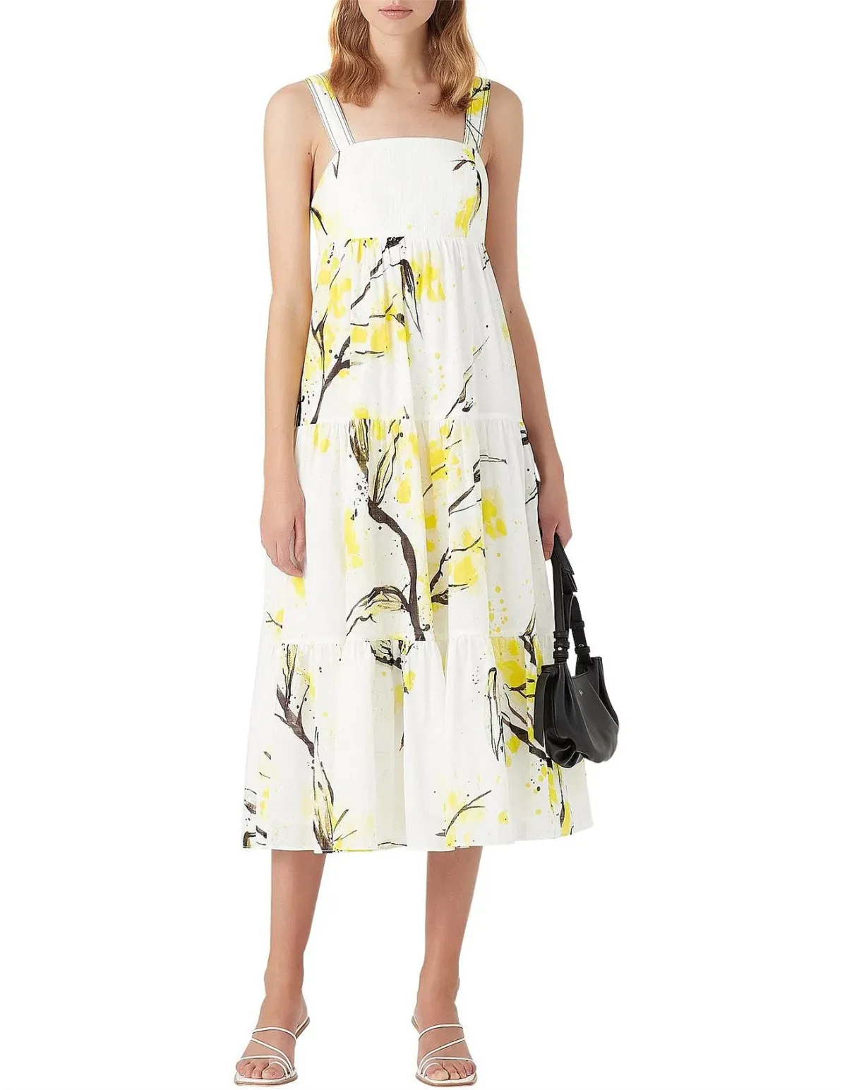 Aje Mimosa Bandeau Midi Dress Wattle Print Size 4 for rent on The Volte - main image