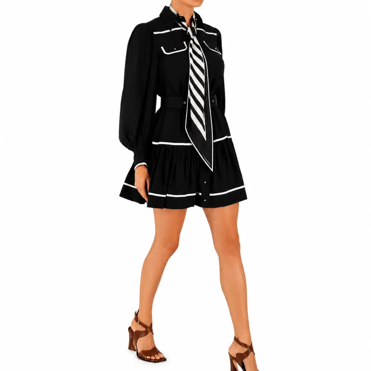 Zimmermann Scarf Belted Black Shirt Dress Size OP / AU 6 - Image 3