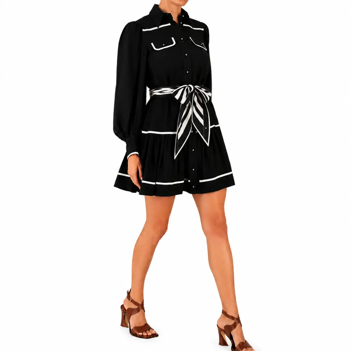 Zimmermann Scarf Belted Black Shirt Dress Size OP / AU 6 - Image 1