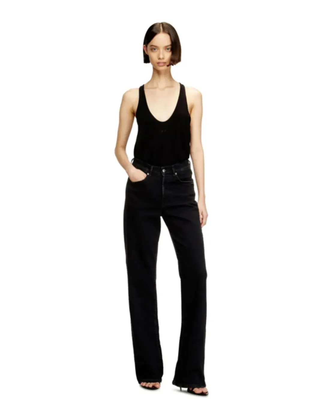 Diesel 1971 D-SENT L.32 High Rise Straight Leg Jeans Size 28 Black for rent on The Volte - main image