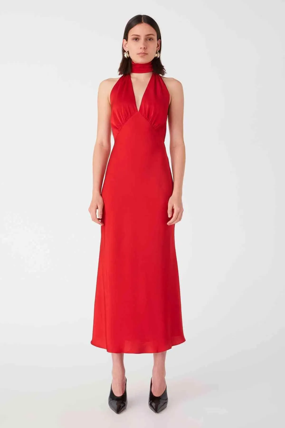 Federica Satin Midi Dress - Image 1