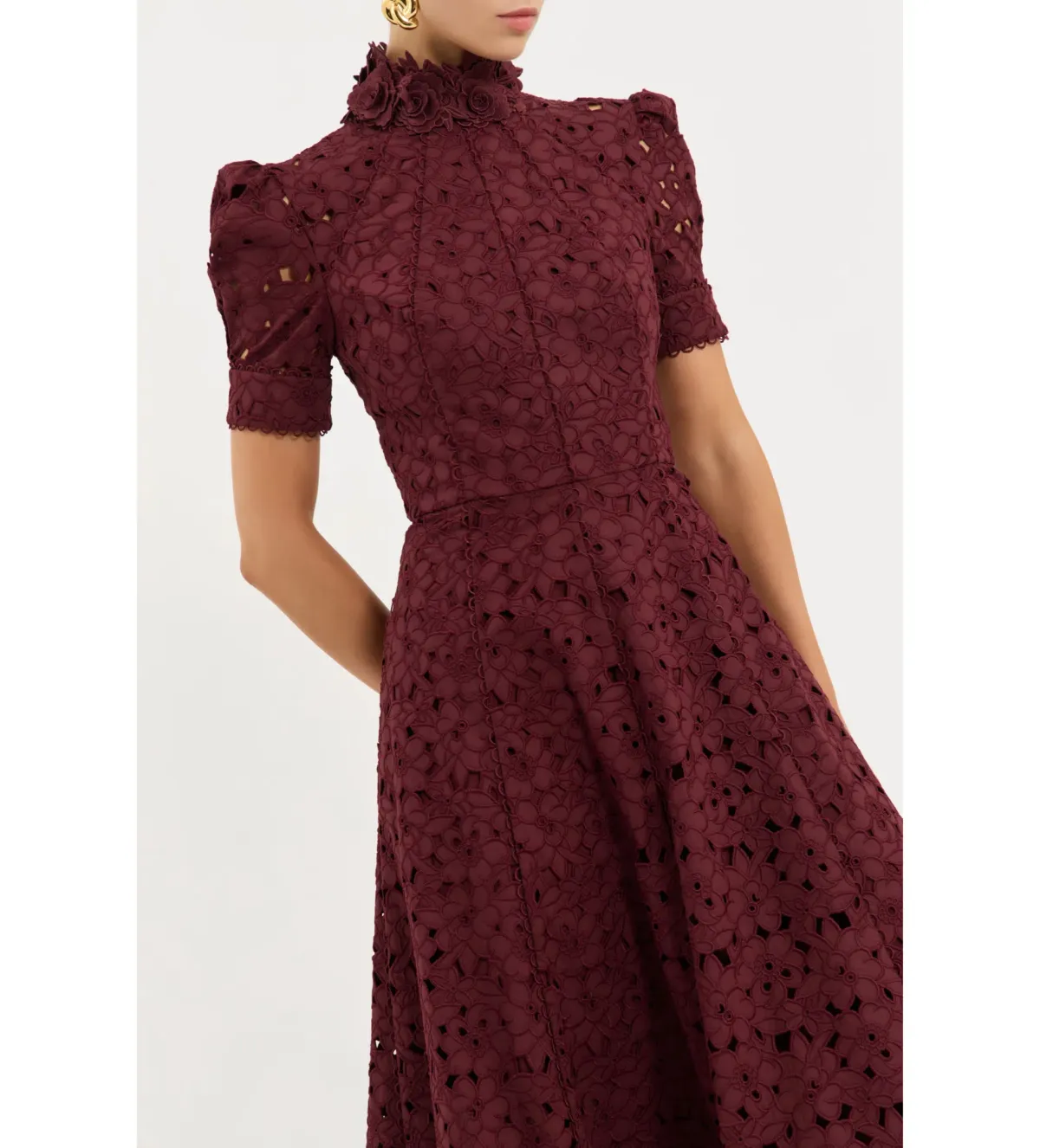 Rebecca Vallance Kitsu Short Sleeve Midi Dress Wine Size 10 - Image 2