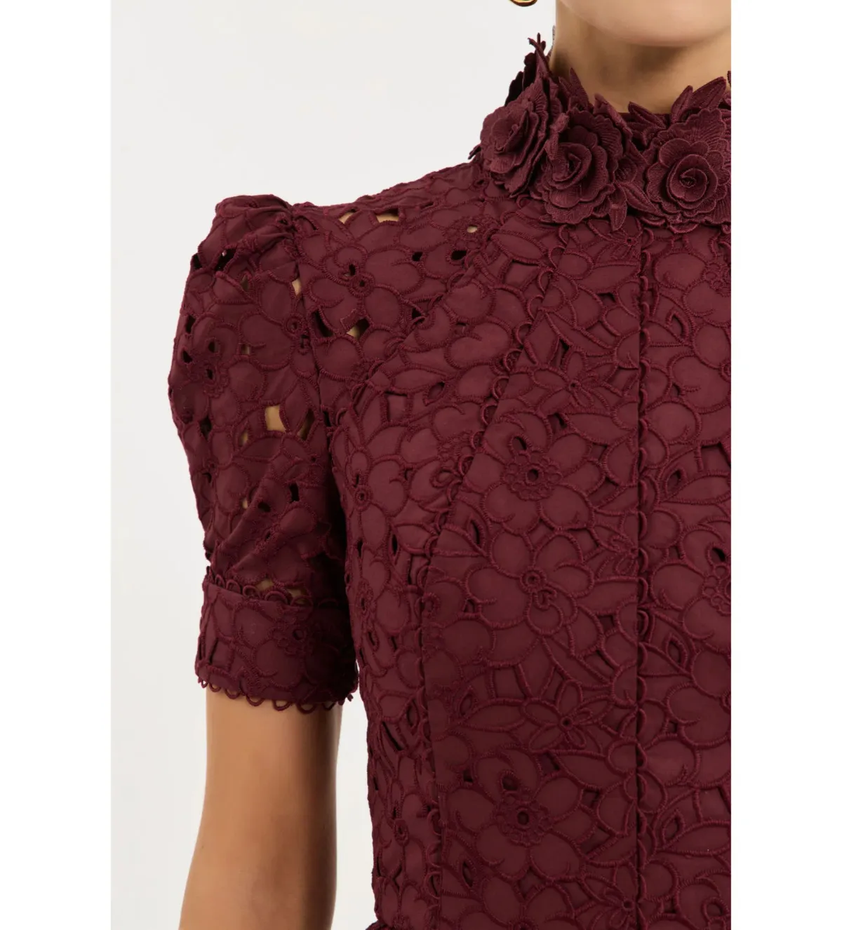 Rebecca Vallance Kitsu Short Sleeve Midi Dress Wine Size 10 - Image 3