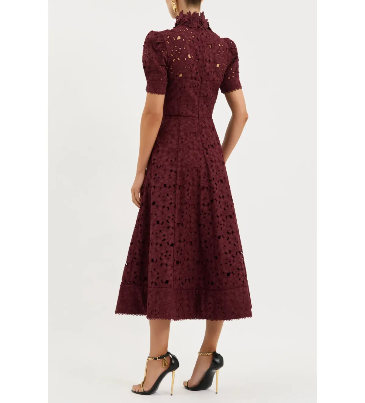 Rebecca Vallance Kitsu Short Sleeve Midi Dress Wine Size 10 - Image 5