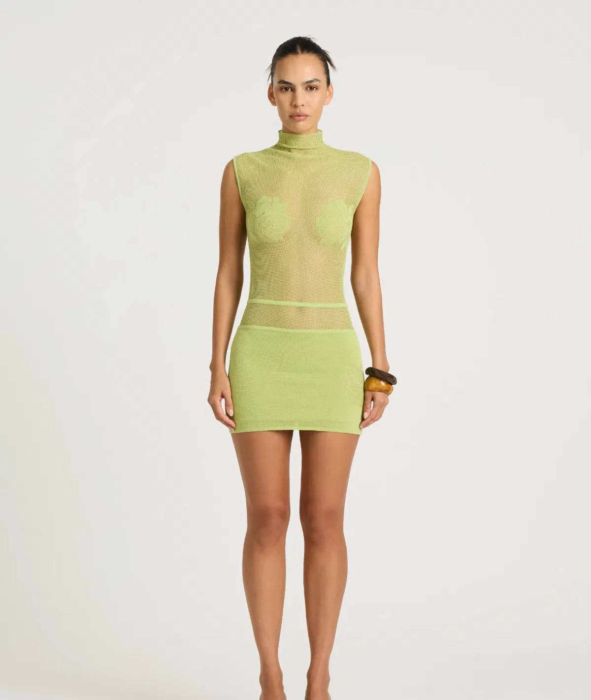 BENNI Ida Mini Dress in Chartreuse - Size S - Image 1