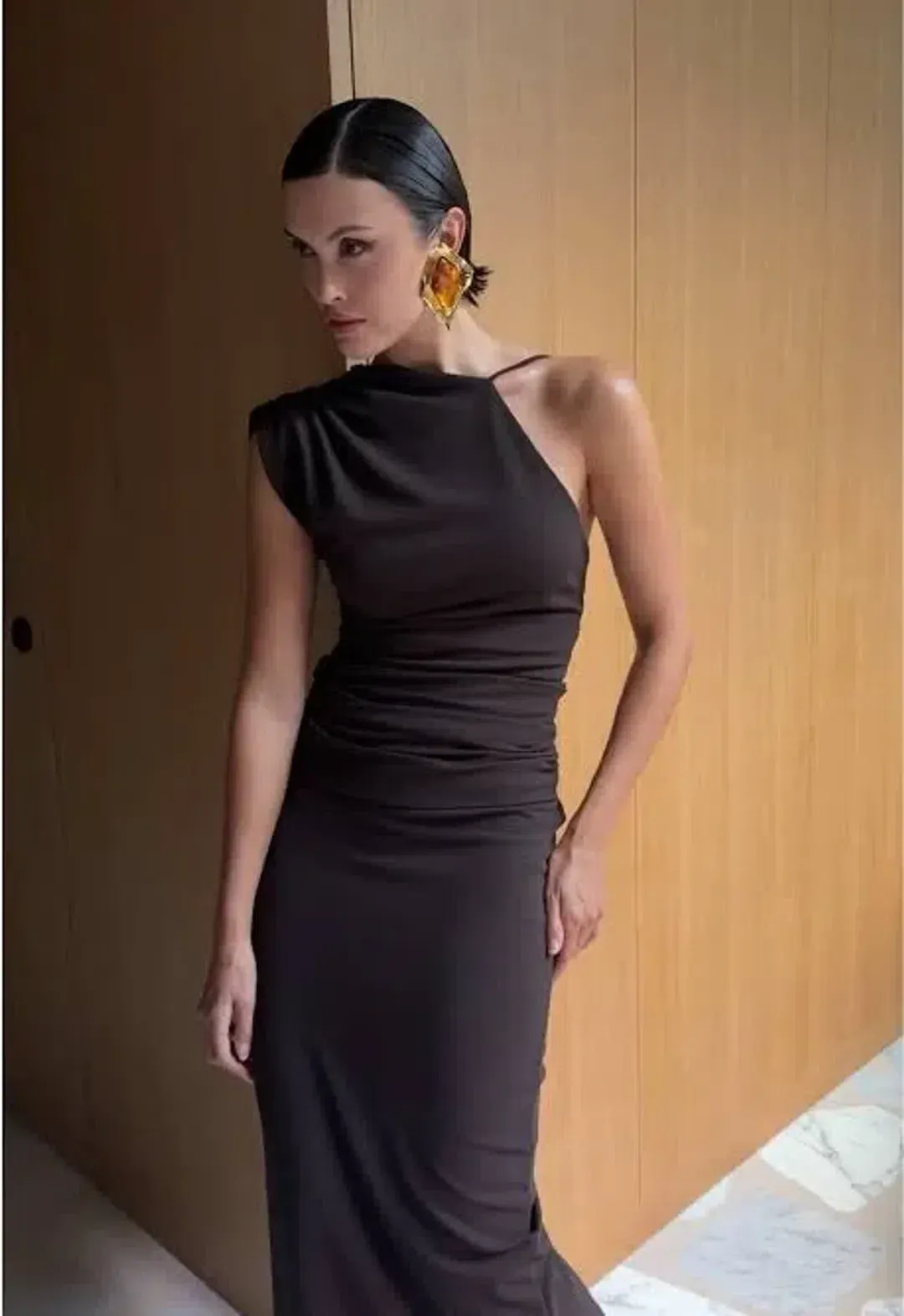 Effie Kats Greer dress- Coffee size XS for rent on The Volte - main image