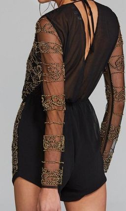 Eliya the Label Petrani Beaded Playsuit Black Size 6 for rent on The Volte - image 2