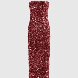 đź‘ Leo Lin Rayna Sequin Bustier Maxi Dress - Size 12 - Mulberry / Red Wine / Burgundy Strapless Formal Gown đź‘ for rent on The Volte - image 4