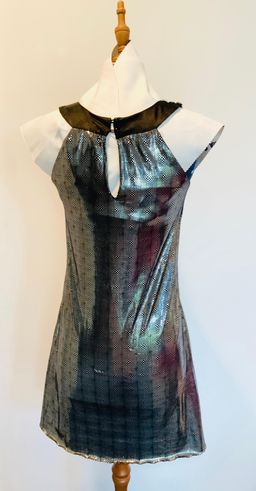 Valentino black and silver geometric mini dress for rent on The Volte - image 5