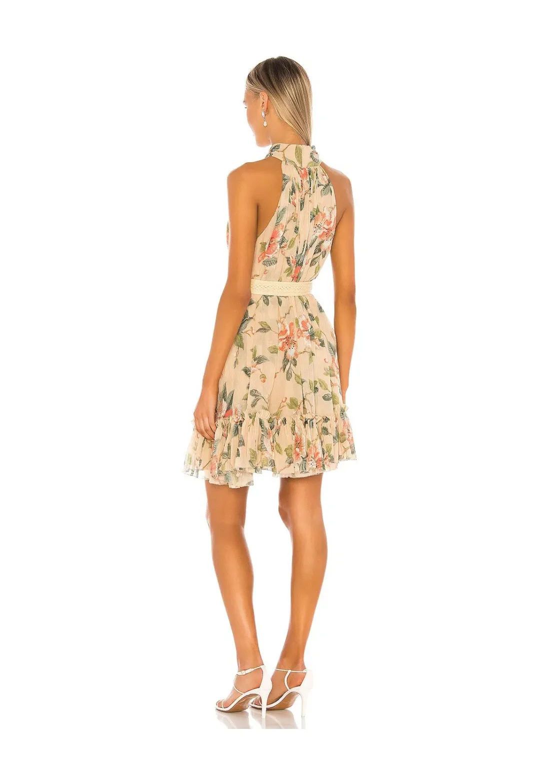 Zimmermann Kirra Short Halter Dress in Peach Magnolia Size 1/AU 10 for rent on The Volte - main image