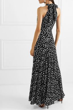 Raquel Diniz - Giovanna printed velvet halterneck gown in Black/white, Size 6 for rent on The Volte - image 5