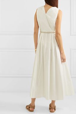Nanushka - Lilith vegan leather-trimmed cotton-poplin maxi dress in White (size 8) NEVER WORN! for rent on The Volte - image 4