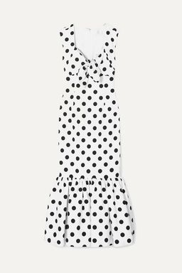 Rebecca De Ravenel - Tie-detailed polka-dot cotton-blend maxi dress in White with black Size AU 6 NEVER WORN for rent on The Volte - image 2